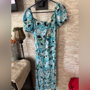 LOFT Blue Floral Maxi Dress